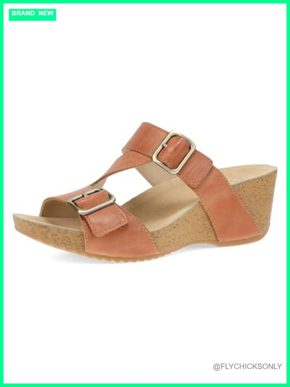 Dansko Selene Leather Wedge Slide Sandal Adjustable Hook & Loop Platform